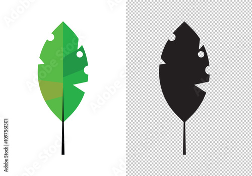 Minimalist Leaf Vector Graphic, Elegant Leaf Silhouette Vector Illustration, Abstract Leaf Silhouette Vector Design, Tropical Leaves Vector Design.