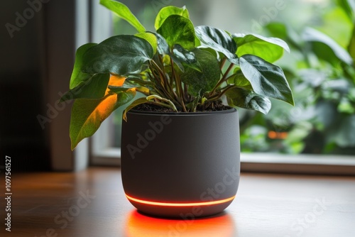 Smart pots with built-in sensors for monitoring soil moisture, light, photo