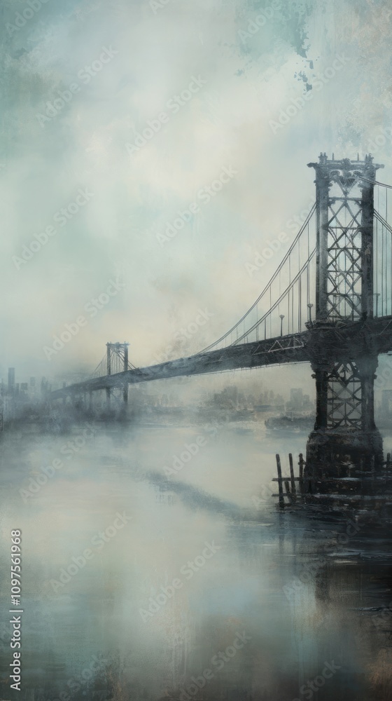 Fototapeta premium River bridge outdoors painting nature.