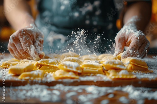 Fototapeta Naklejka Na Ścianę i Meble -  Handmade Pierogi Cooking Class: Traditional Polish Dish Preparation and Cultural Heritage Learning