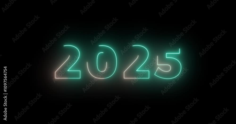 New Year, New Beginning 2025 year of Opputunities. Neon lines moving 2025 text animation on black bg. Glowing sign board, celebration Christmas season holiday bg. Looping clip. Sparkly flashing lights New Year, New Beginning 2025 year of Opputunities. Neon lines moving 2025 text animation on black bg. Glowing sign board, celebration Christmas season holiday bg. Looping clip. Sparkly flashing lights