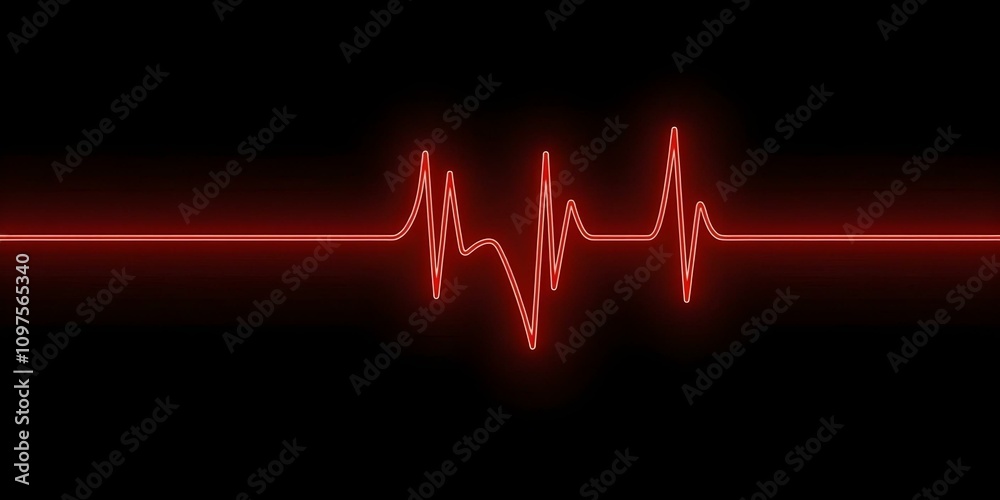 Red heartbeat line on black background