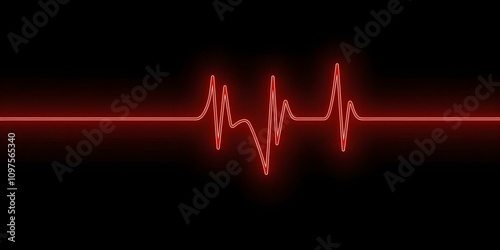 Red heartbeat line on black background