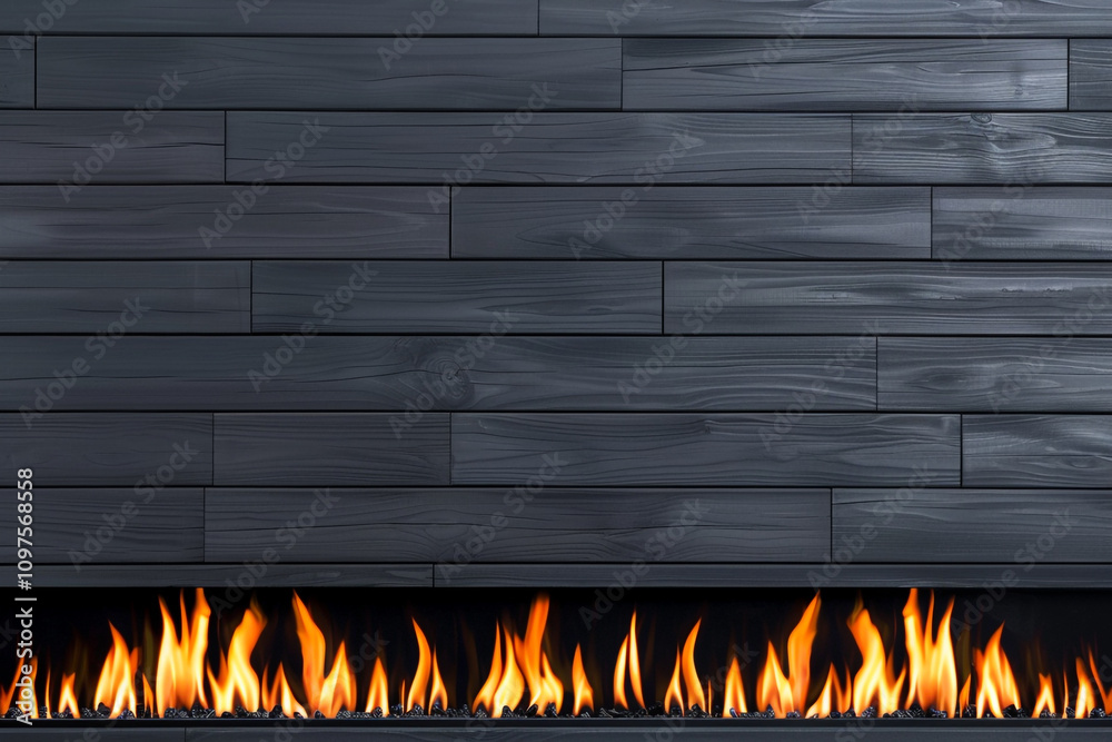 Obraz premium Modern Gas Fireplace with Bright Orange Flames