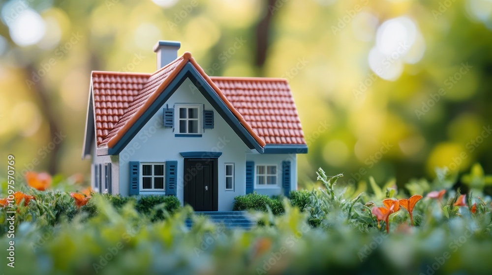 Dream House in a Lush Green Setting: A Miniature Home Nestled in Vibrant Foliage Dream House in a Lush Green Setting: A Miniature Home Nestled in Vibrant Foliage
