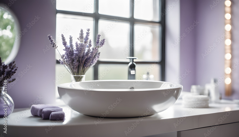 A modern spa-like bathroom with soft white tiles, A modern spa-like bathroom with soft white tiles,