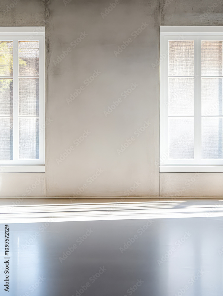 Fototapeta premium Bright and airy interior of a modern space with large windows and natural light