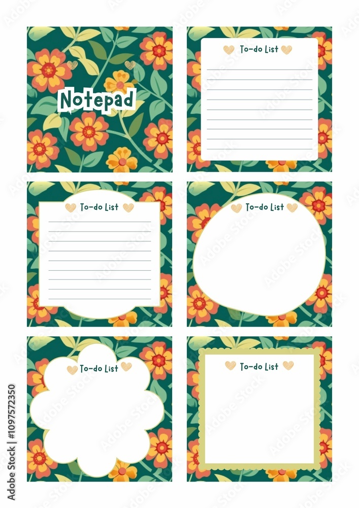 Obraz premium A simple, clean notepad illustration, perfect for note-taking, to-do lists, journaling, or planners. Ideal for educational resources, productivity themes, or digital designs. Minimalist and versatile.