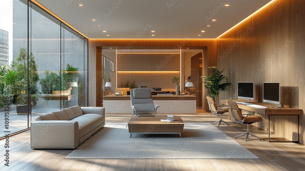 Modern Luxury Office with Panoramic View Modern Luxury Office with Panoramic View