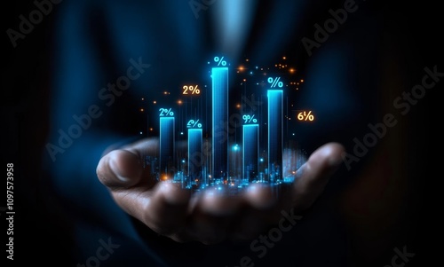 Graph of Percentages Showing Business Growth and Discount Offers in Finance and Investment Market Trends photo