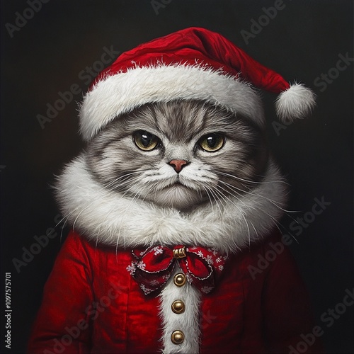 Chinchilla cat dressed for Christmas3 photo