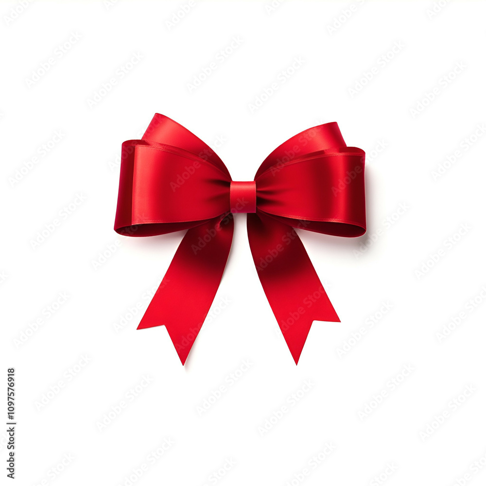 Red ribbon bow, cutout on white background. Perfect for gift wrapping, holiday decorations, and festive design projects. Red ribbon bow, cutout on white background. Perfect for gift wrapping, holiday decorations, and festive design projects.