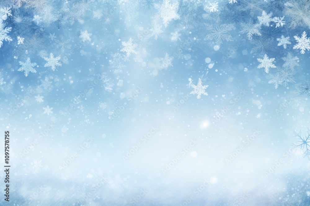 Clear white snowflakes on a blue background winter atmosphere outdoors. Clear white snowflakes on a blue background winter atmosphere outdoors.
