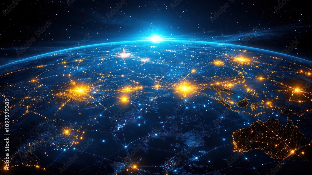 Obraz premium Global Network: A Visualization of Interconnectedness