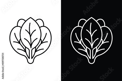 Spinach Flat Line Icon. Clean and Modern Salad Leaf Design
