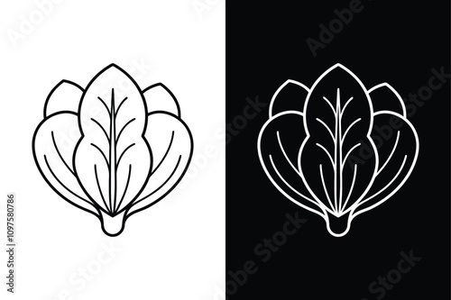 Spinach Line Icon. Simple Flat Design for Salad Leaf Illustrations