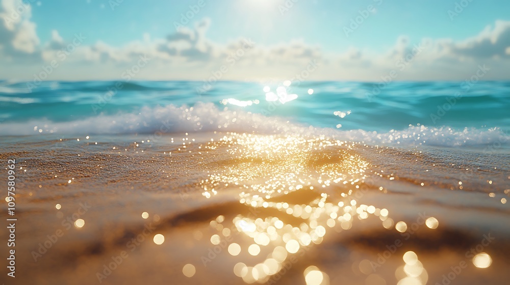 Ocean waves sparkle beach nature scene daytime serenity Ocean waves sparkle beach nature scene daytime serenity
