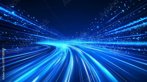 Wallpaper Mural Futuristic High-Speed Data Transfer with Dynamic Blue Light Technology : Generative AI Torontodigital.ca