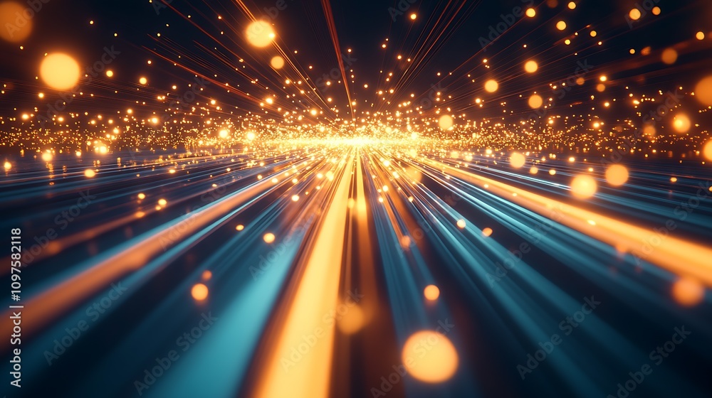 Dynamic Abstract Background with Glowing Light Trails and Bokeh Particles in Motion : Generative AI Dynamic Abstract Background with Glowing Light Trails and Bokeh Particles in Motion : Generative AI
