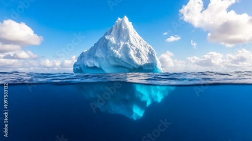 Wallpaper Mural Majestic iceberg floats in ocean, half submerged, showcasing its underwater beauty. Torontodigital.ca
