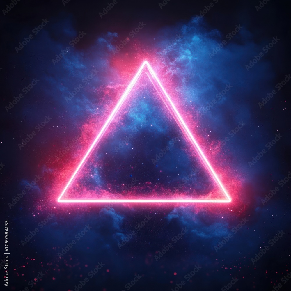 Neon Triangle in Cosmic Nebula: A Retrofuturistic Fantasy