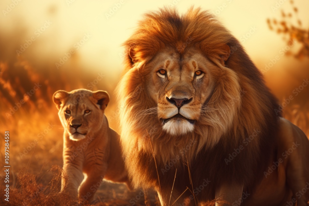 Fototapeta premium Lions The Predators Relaxing in Command of the Landscape