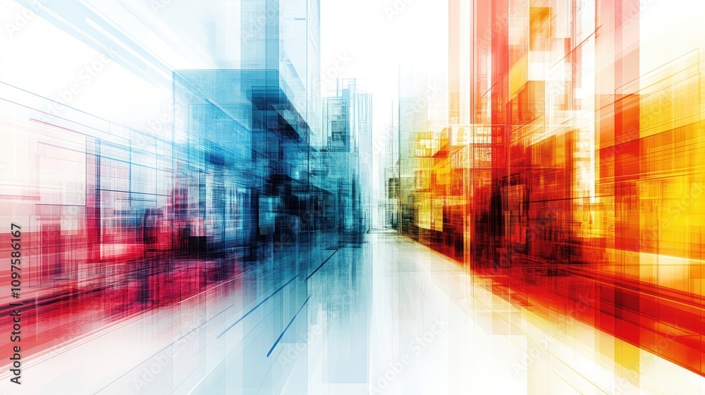 Abstract Cityscape: A Futuristic Metropolis in Vibrant Hues Abstract Cityscape: A Futuristic Metropolis in Vibrant Hues