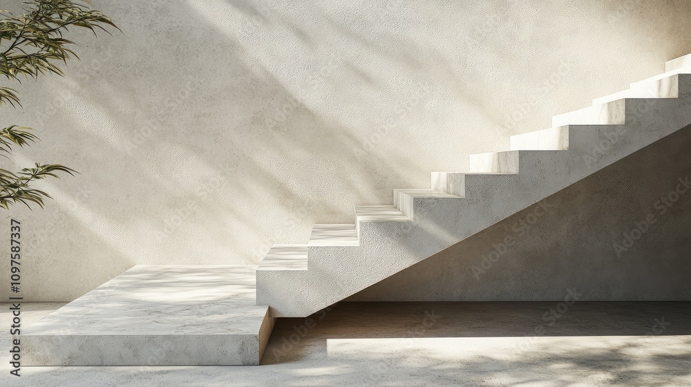 Minimalist Staircase Design with Textured Wall and Soft Light Reflections for Modern Architecture Interiors and Contemporary Aesthetics Minimalist Staircase Design with Textured Wall and Soft Light Reflections for Modern Architecture Interiors and Contemporary Aesthetics