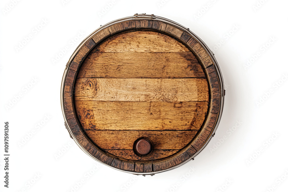 Fototapeta premium Wooden barrel on white background