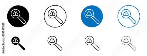 Finding problem icon set in black and blue colors