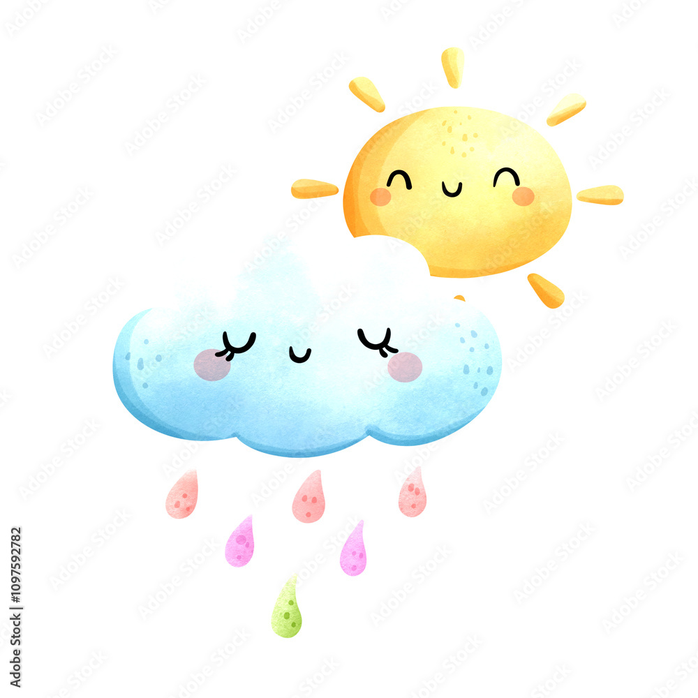 Naklejka premium Cloud and Sun