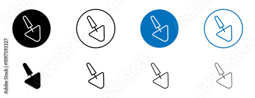 Putty knife icon set in black and blue colors