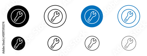 Repair icon set in black and blue colors