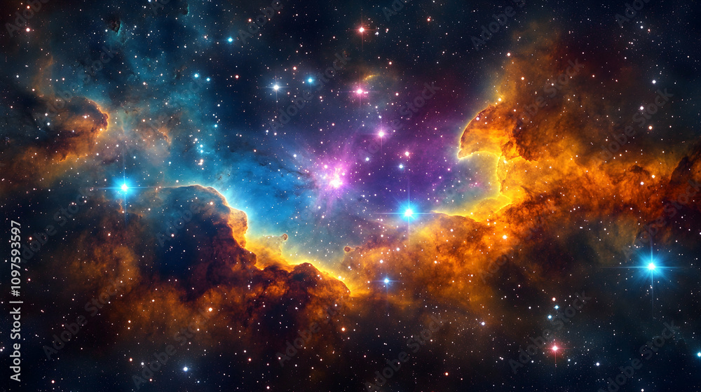 Fototapeta premium Celestial phenomena star-studded nebula in deep space digital art cosmic environment expansive viewpoint cosmic wonders