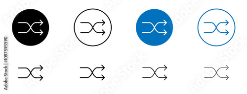 Shuffle arrow icon set in black and blue colors