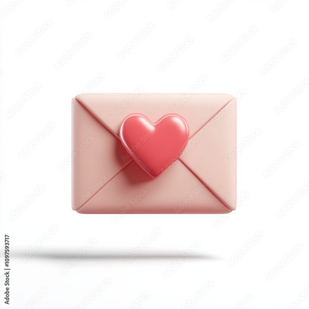 3D Envelope with a heart, Love letter, Isolated on White Background 3D Envelope with a heart, Love letter, Isolated on White Background