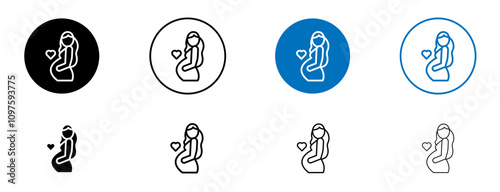 Suitable in pregnancy icon set in black and blue colors