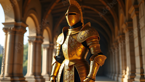 Golden Knight, Armored Warrior, Regal Knight , Golden Armor