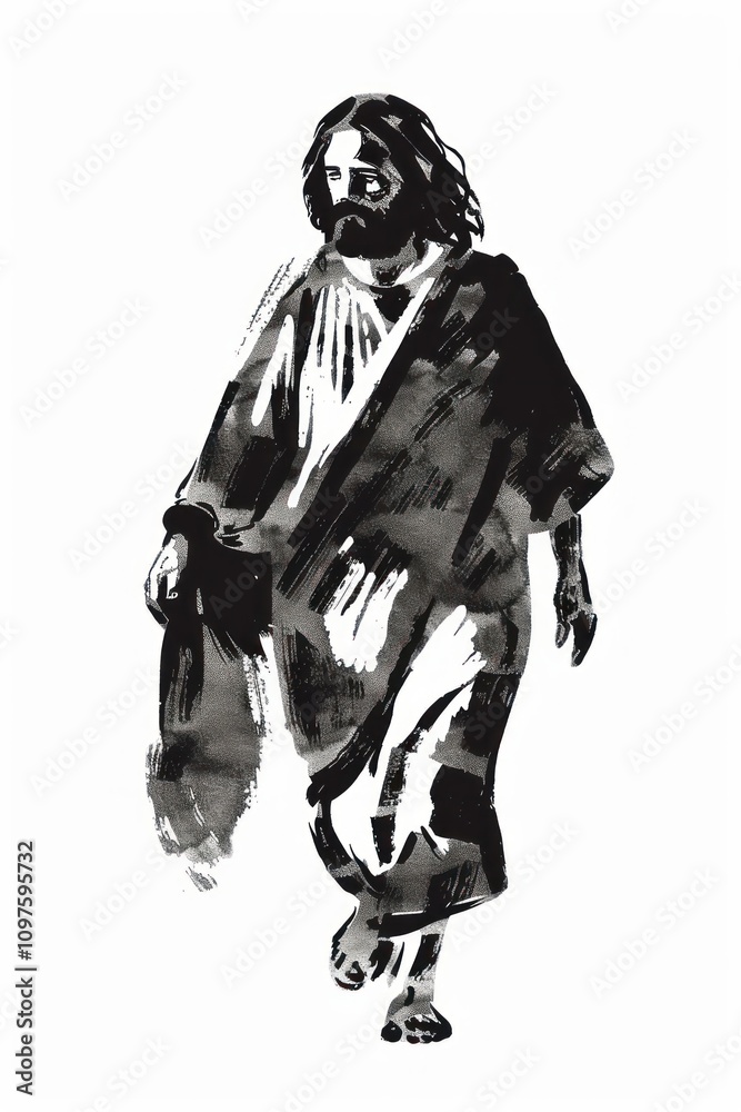 Fototapeta premium Jesus christ full body illustration jesus black.