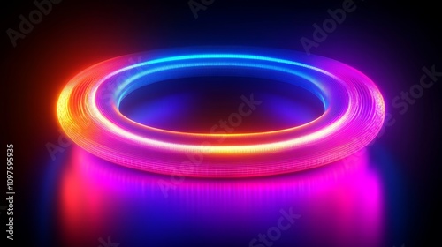 Neon Spiral Abstract Background with Glowing Helix and Gradient Light Effect