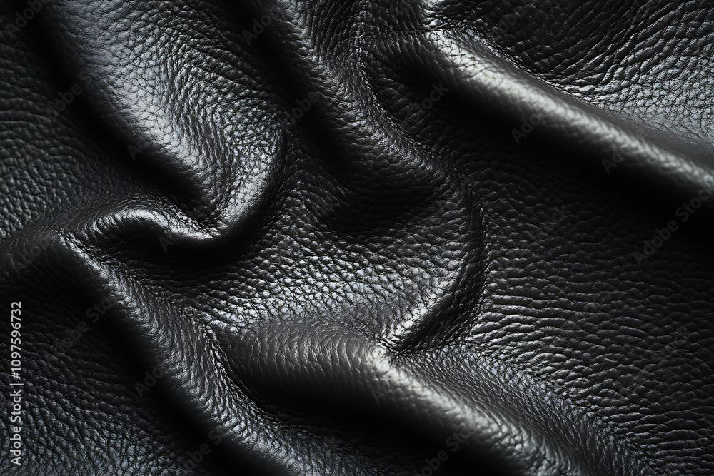 Elegant black leather texture showcasing fine craftsmanship and luxurious appeal