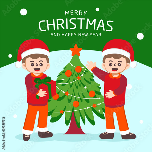 Cheerful boy Illustration with theme christmas