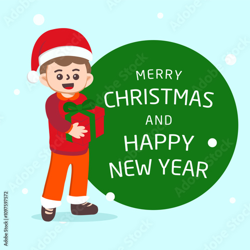 Cheerful boy Illustration with theme christmas