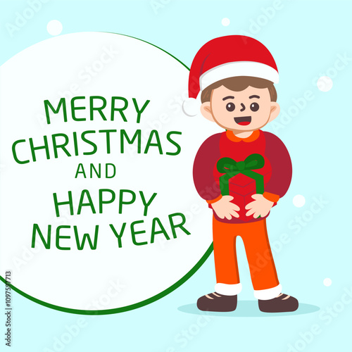 Cheerful boy Illustration with theme christmas