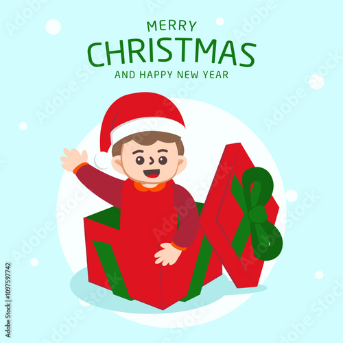 Cheerful boy Illustration with theme christmas