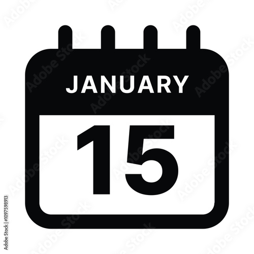 January 15 calendar icon design vector illustration