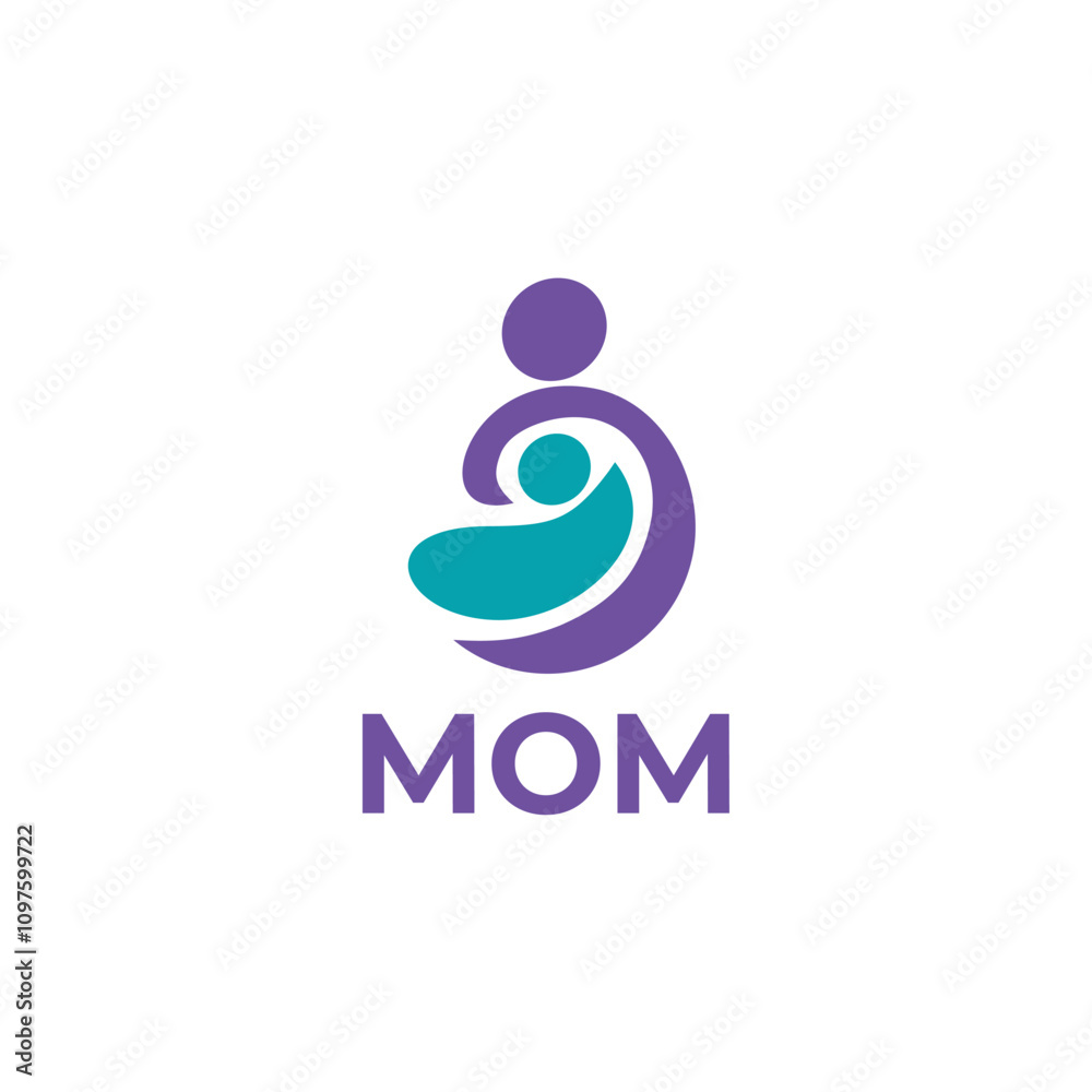 Mother and baby love logo design
