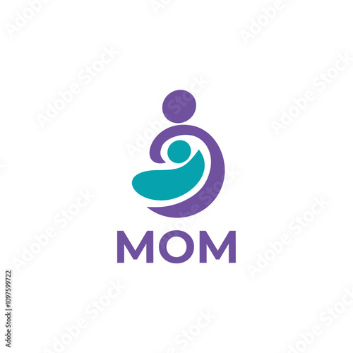 Mother and baby love logo design