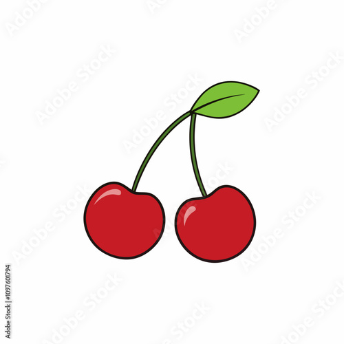 cherry with leaf