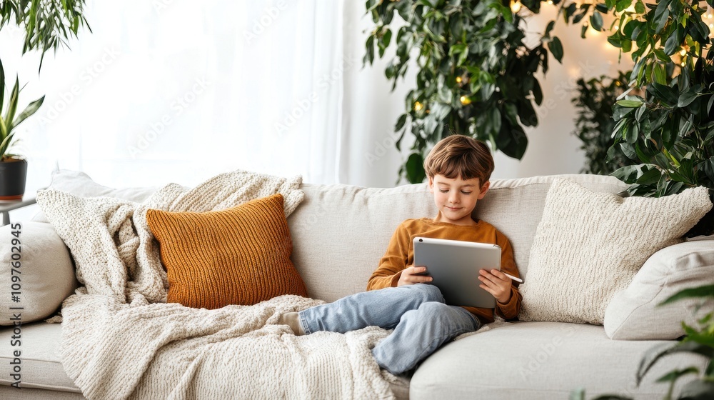Child Engaged in Interactive Learning with Tablet Child Engaged in Interactive Learning with Tablet